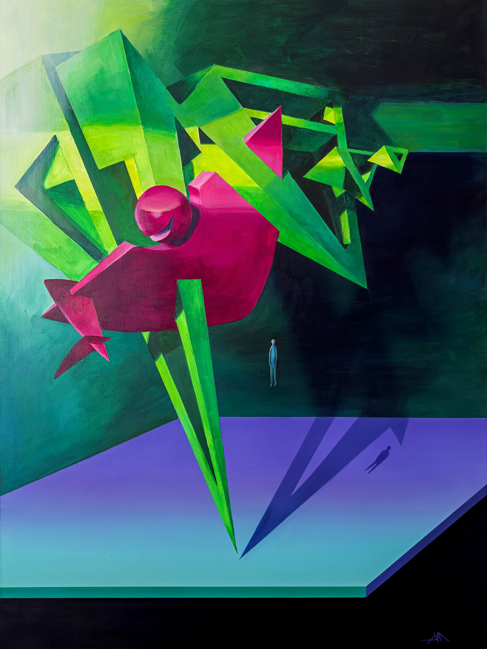 Crimson and green madness 80 x 60 cm